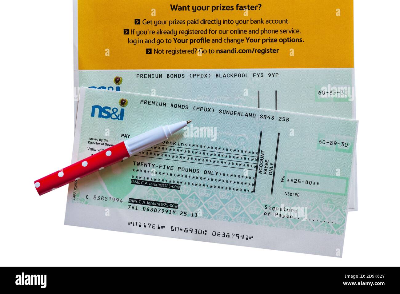 Controllare da MS&i per le vincite Premium Bond Foto Stock
