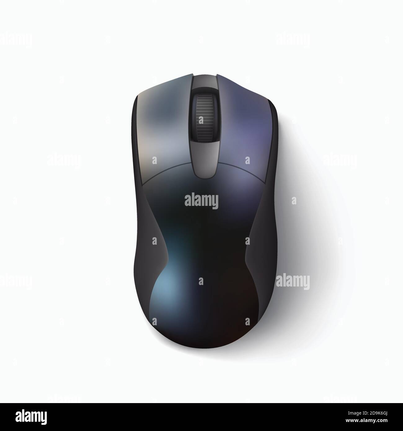 mouse nero moderno sopra la vista su bianco Illustrazione Vettoriale