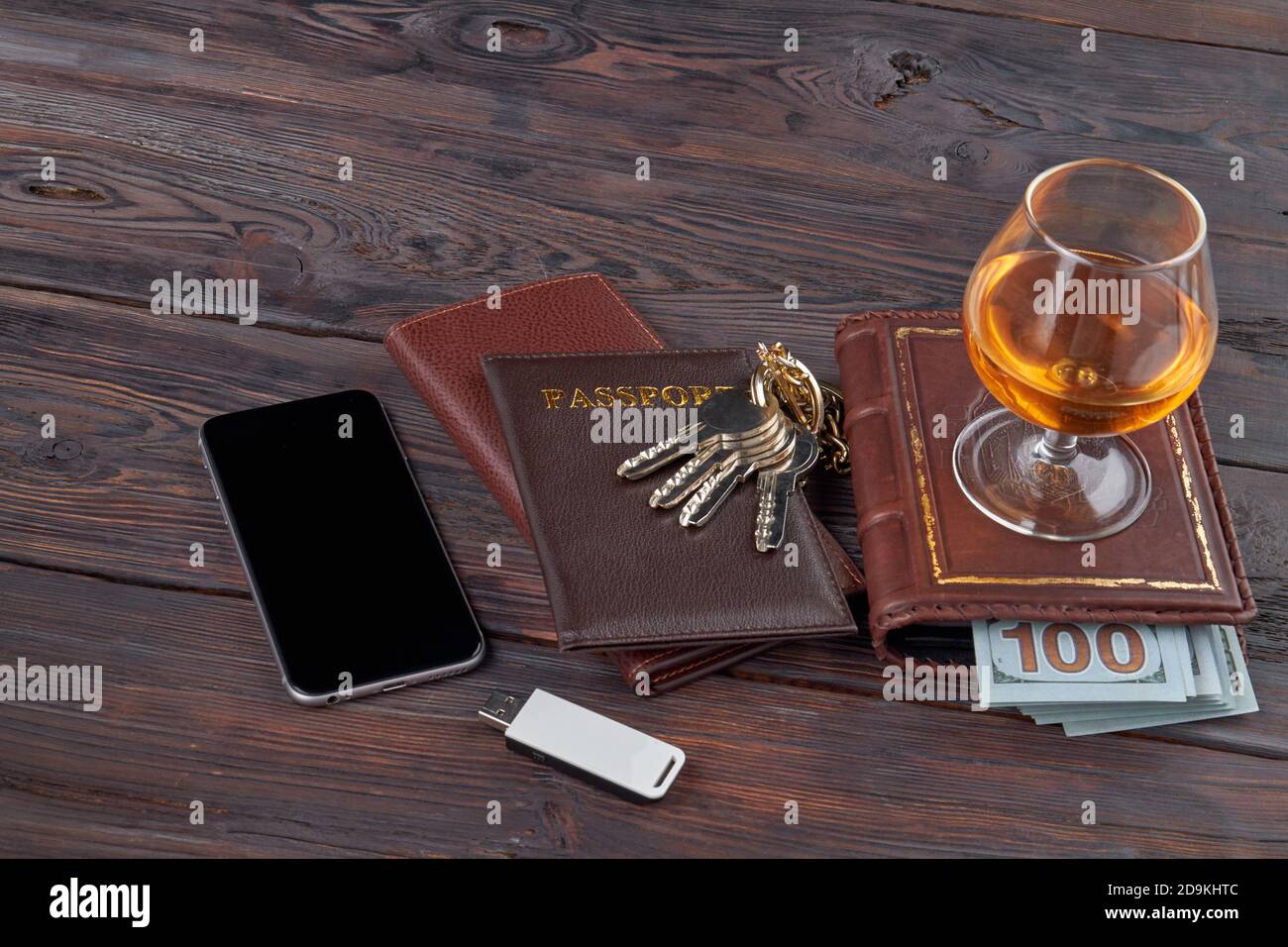 Accessori per uomini d'affari con vista dall'alto. Foto Stock