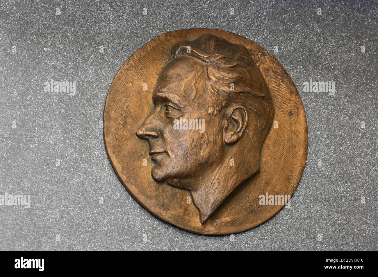 Essen, Renania Settentrionale-Vestfalia, Ruhr Area, Germania, Robert Schmidt (1869-1934) è stato un ingegnere civile tedesco, urbanista e direttore delle costruzioni nonché il primo direttore dell'associazione per la costituzione del distretto carbonifero della Ruhr, targa di Robert Schmidt nella zona di ingresso del collegio professionale Robert Schmidt di Moltkeviertel, Fotografato in occasione di Essen 2017 capitale verde d'Europa. Foto Stock