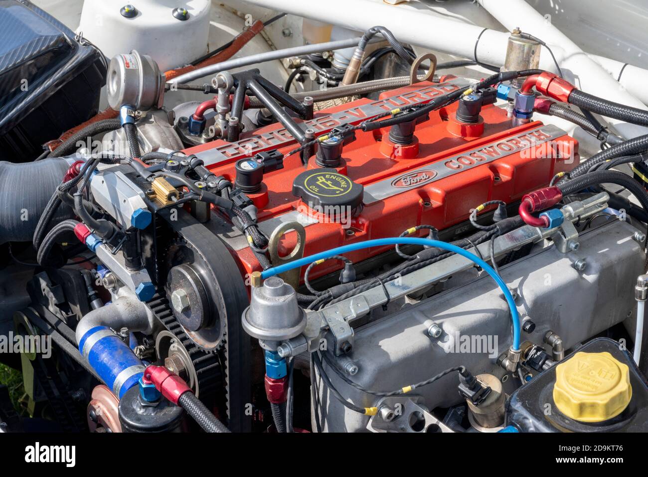 Ford Cosworth DOHC 16V Turbo motore ad alte prestazioni in un Auto Ford Sierra RG Cosworth Foto Stock