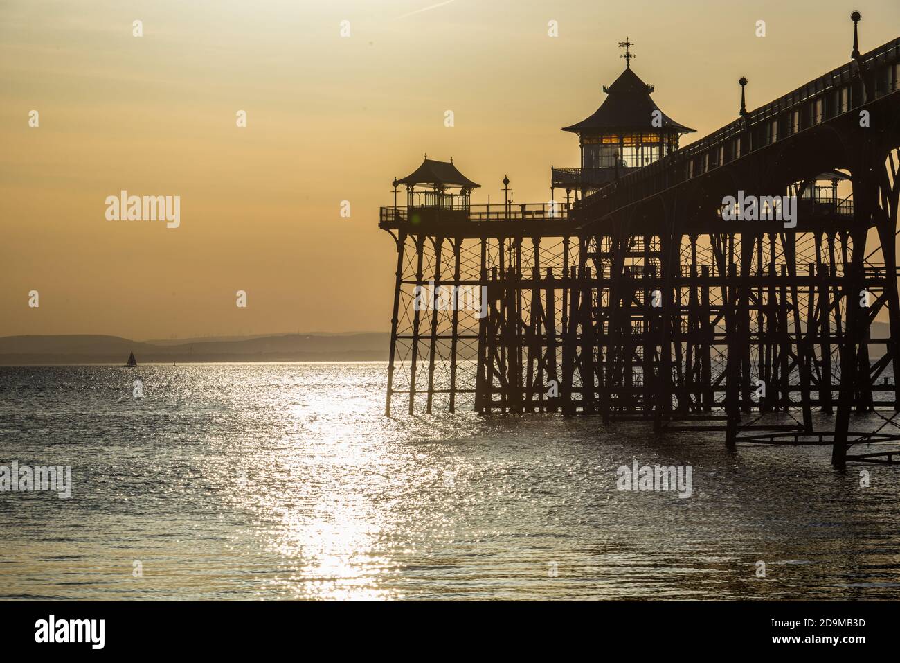 Clevedon Pier al tramonto Foto Stock