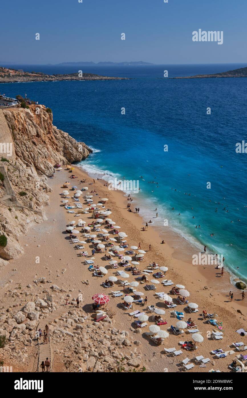 La spiaggia numero uno in Turchia, Kaputas spiaggia in turchese costa Foto Stock