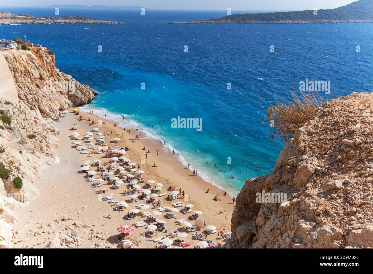 La spiaggia numero uno in Turchia, Kaputas spiaggia in turchese costa Foto Stock