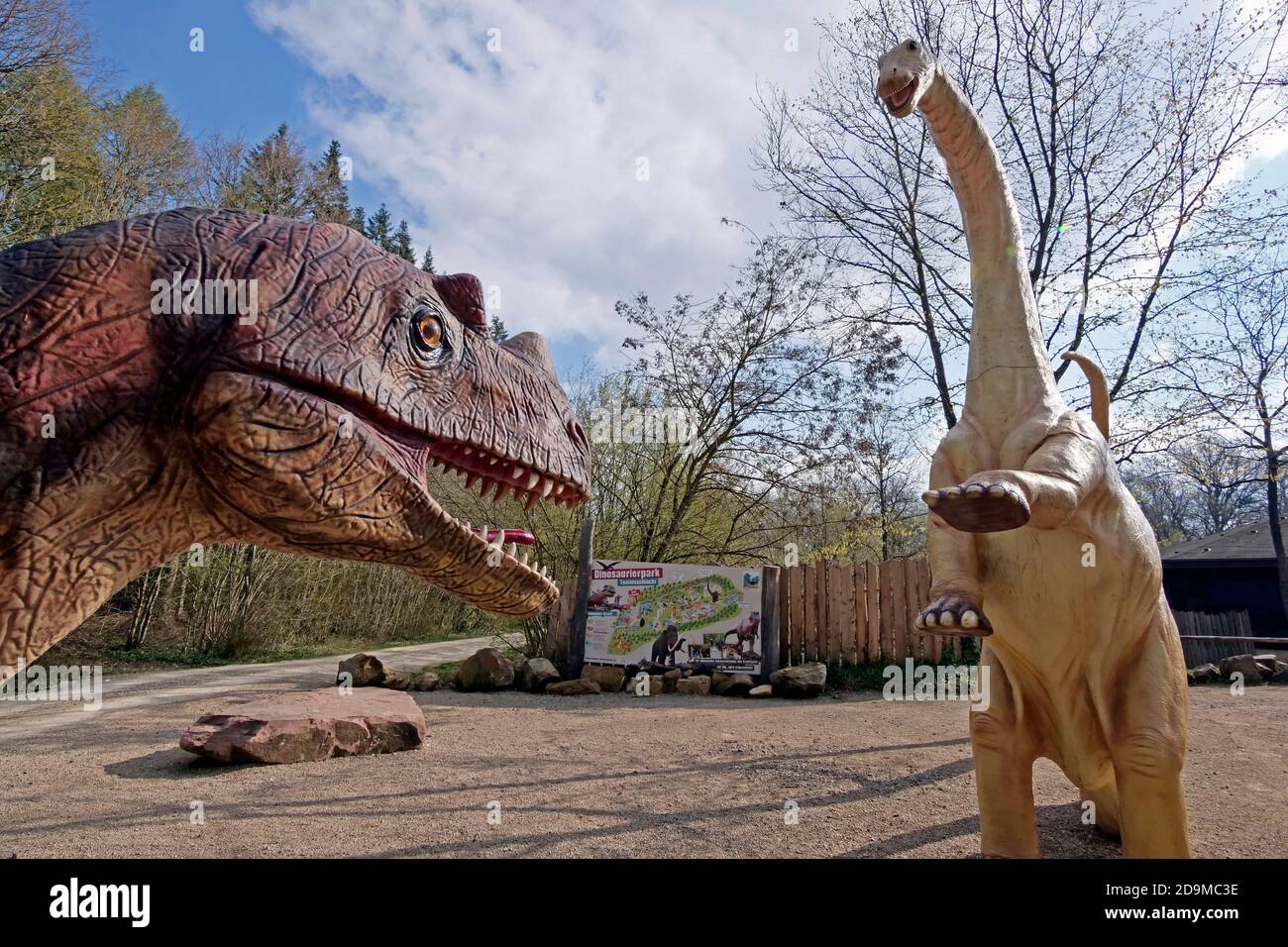 Dinopark vicino a Ernzen, Plateau Farschweiler, Eifel Sud, Renania-Palatinato, Germania Foto Stock