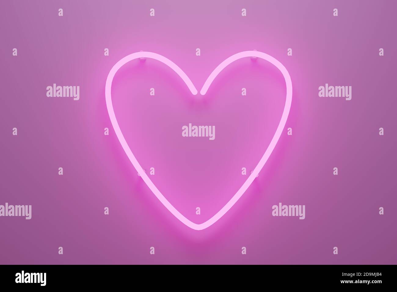 Illustrazione 3d astratta di una luce al neon rosa a forma di cuore. illustrazione 3d. Foto Stock