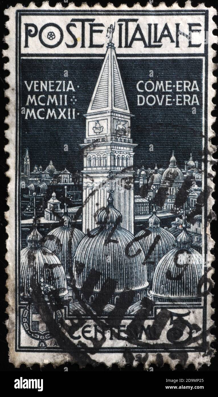 Antica francobollo italiano di Venezia Foto Stock