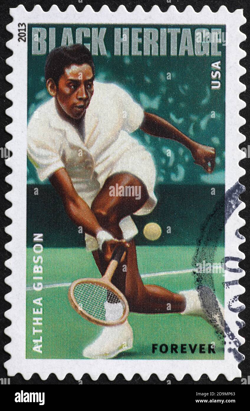 Black Heritage, Althea Gibson sul francobollo americano Foto Stock