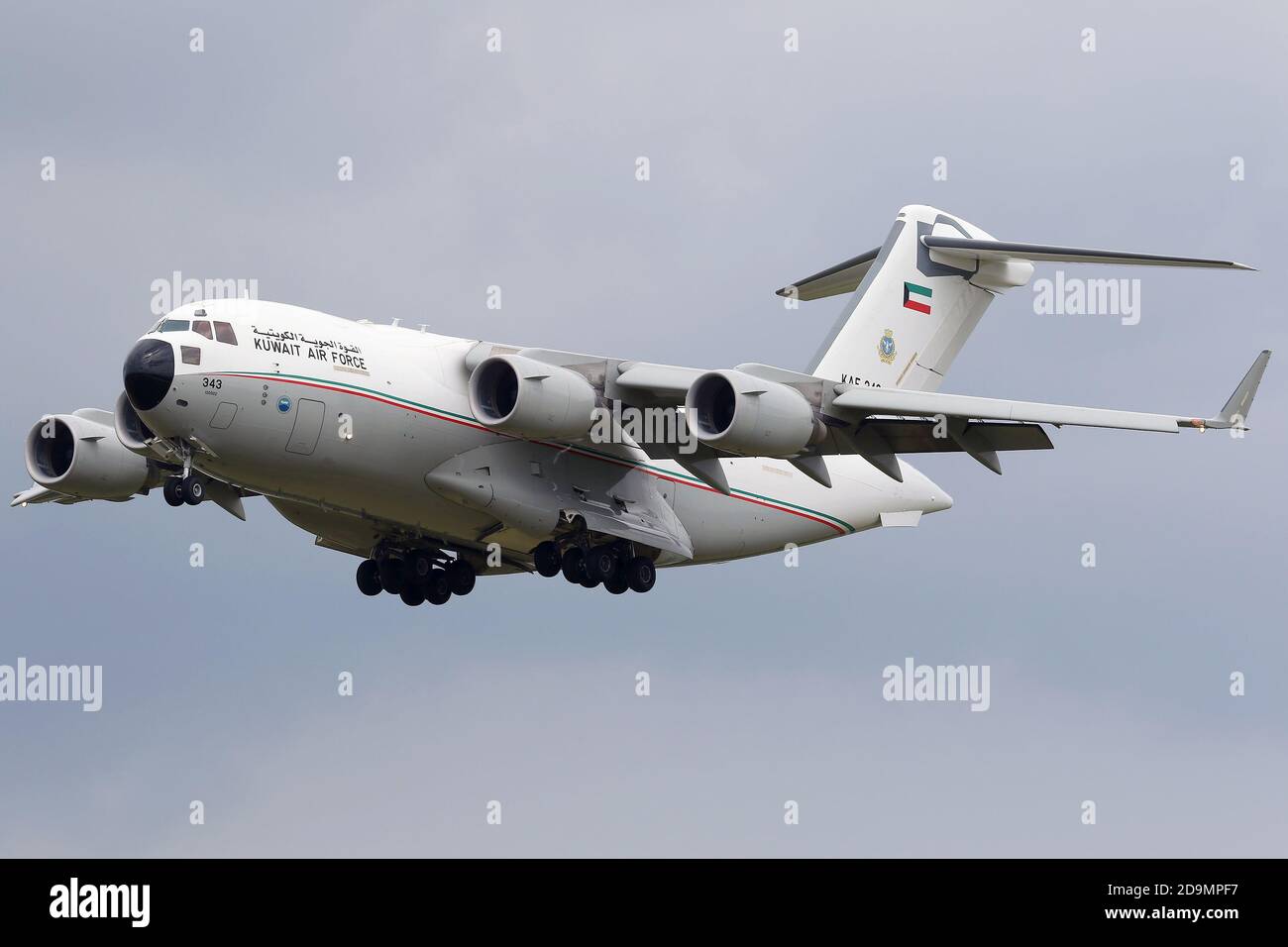 Un Kuwait Air Force c-17 Globemaster atterra all'aeroporto di Newcastle il 17 luglio 2019 (Credit: Robert Smith | MI News) Foto Stock