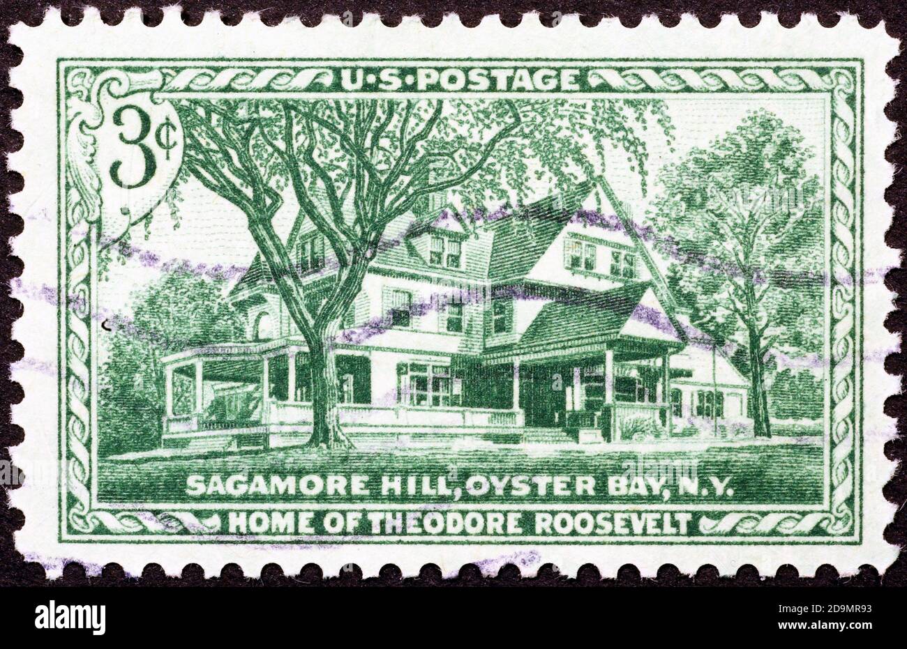 Sede di Theodore Roosvelt sul vecchio francobollo statunitense Foto Stock