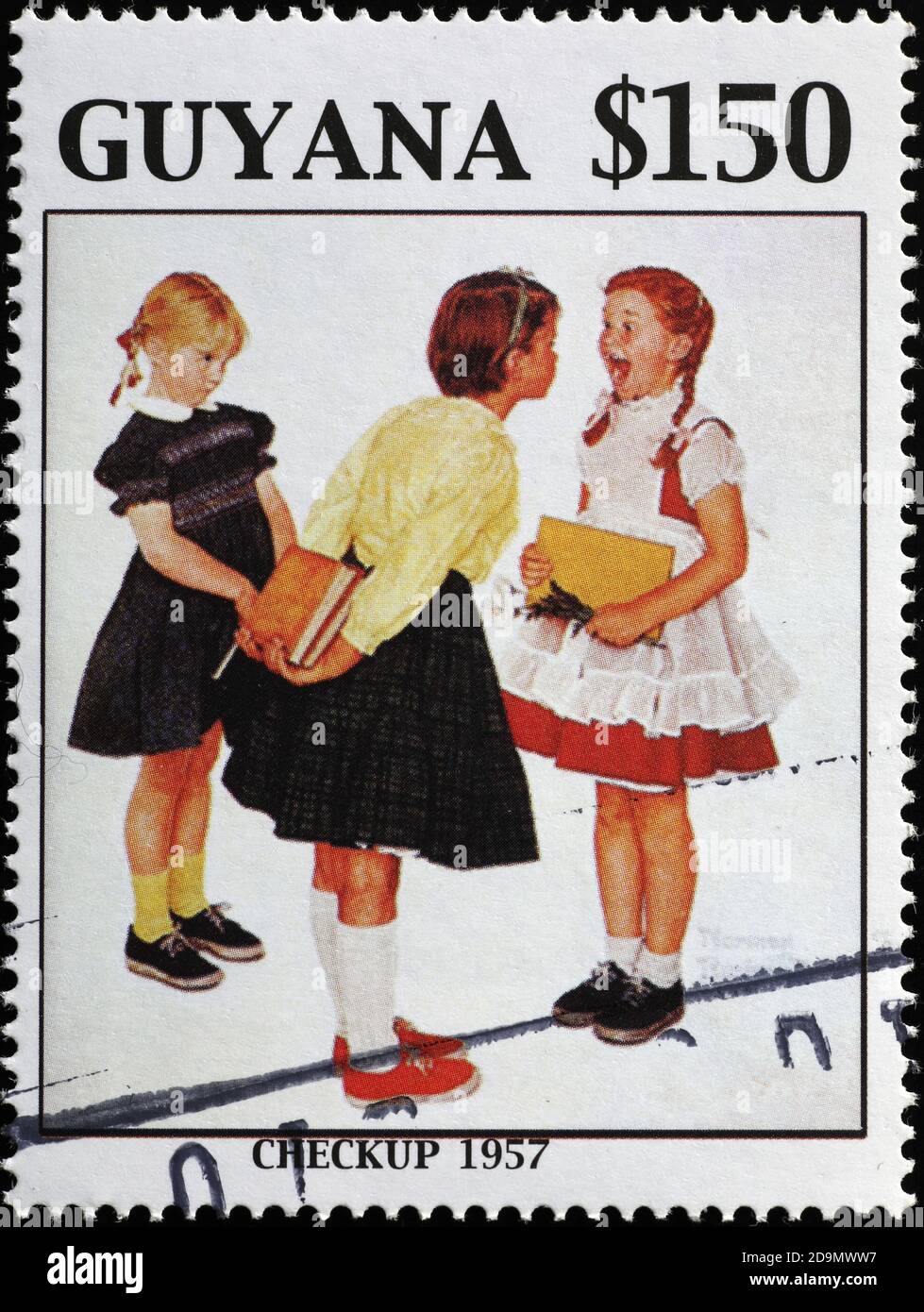 Pittura Checkup di Norman Rockwell sul francobollo Foto Stock