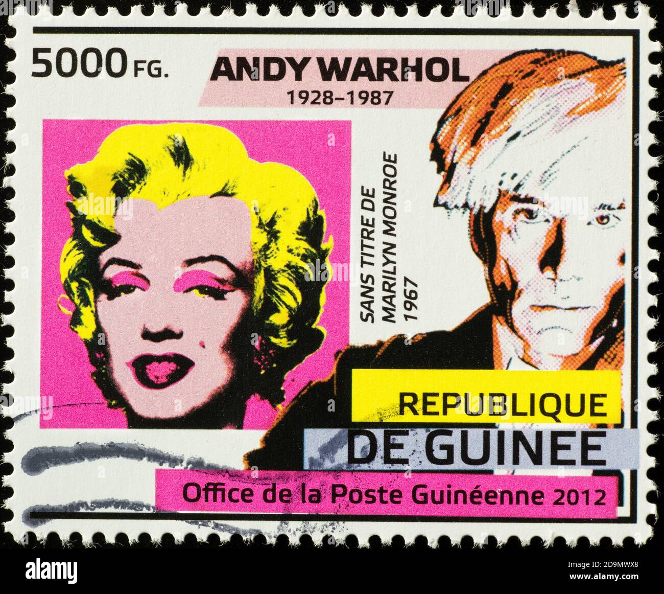Ritratti di Marilyn Monroe e Andy Warhol su francobollo Foto Stock