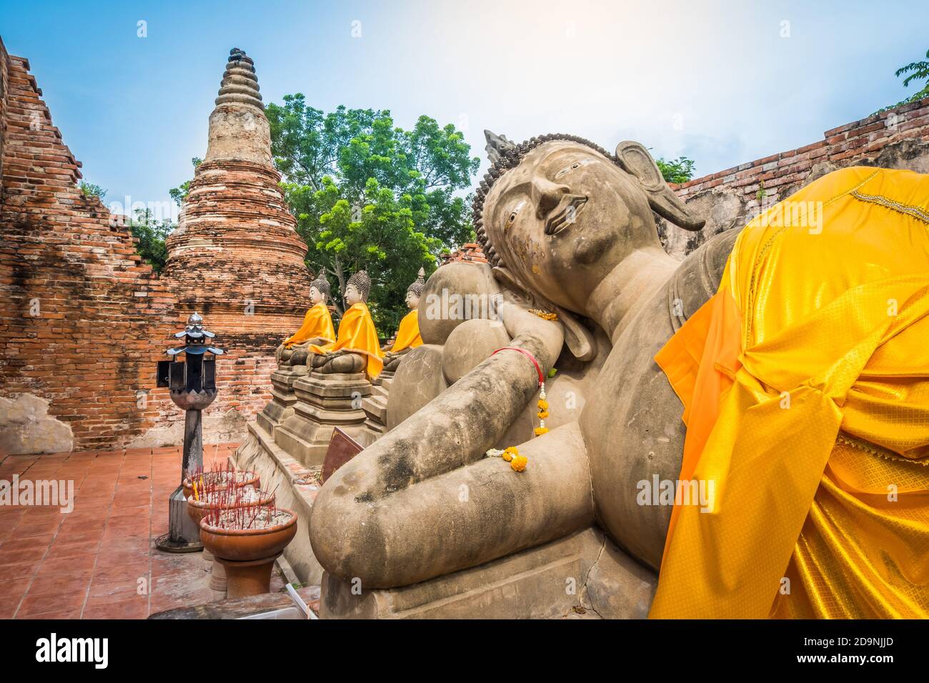 Statua di Buddha al tempio di Wat Phutthaisawan ad Ayutthaya, Thailandia Foto Stock