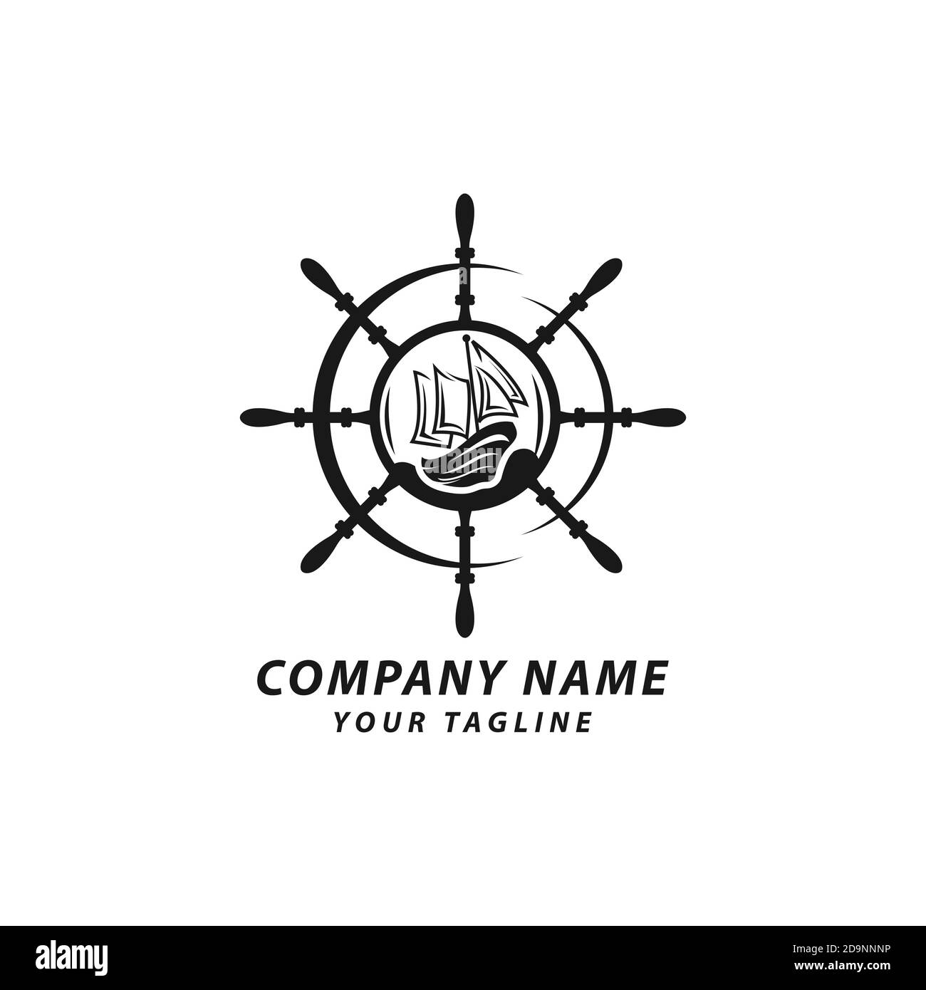 emblema di illustrazione vettoriale isolato con l'immagine di yacht su sfondo bianco in stile vintage Illustrazione Vettoriale