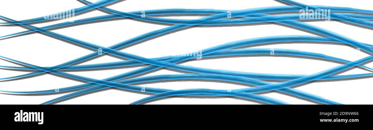 Sfondo astratto di linee intrecciate ondulate con ombre, blu chiaro su bianco Illustrazione Vettoriale