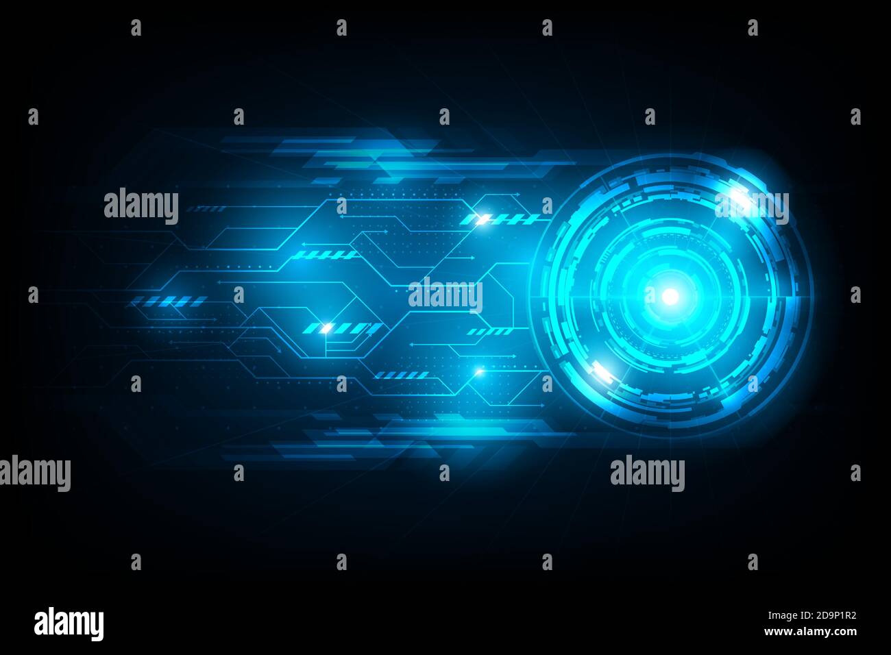 Astratto cerchio connessione futuristica con luce flare circuito background.future concept.vettoriale e l'illustrazione Illustrazione Vettoriale