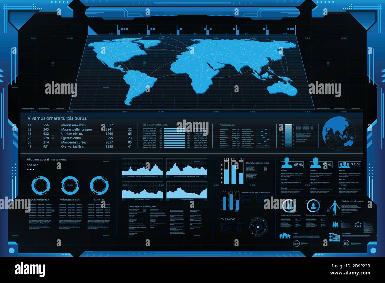 Sfondo astratto futuristico .background concettuale tema futuro.Dashboard dati,grafico,concetto digitale pannello.vettore e l'illustrazione Illustrazione Vettoriale