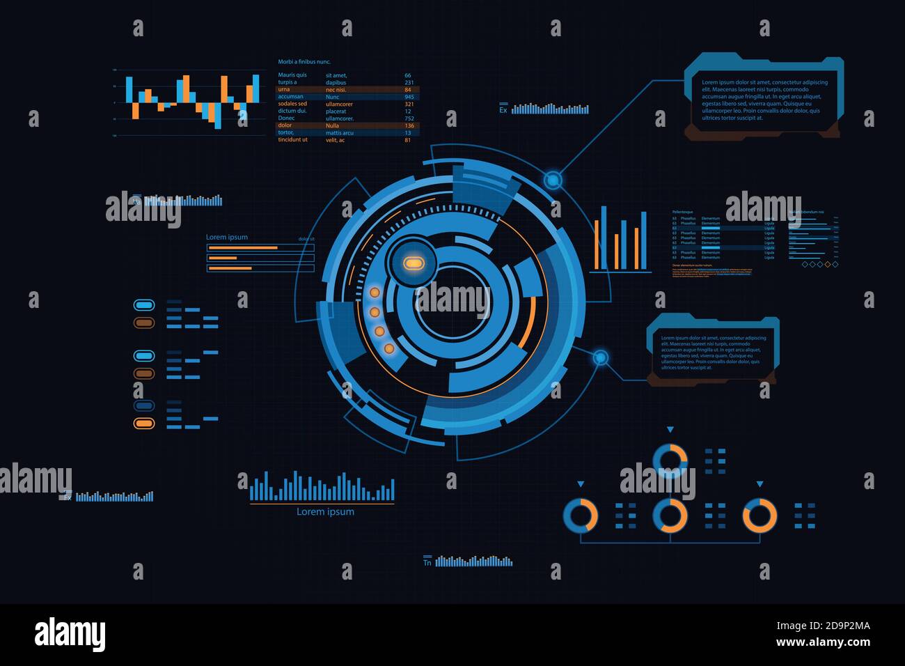 Sfondo astratto futuristico .background concettuale tema futuro.Dashboard dati,grafico,concetto digitale pannello.vettore e l'illustrazione Illustrazione Vettoriale