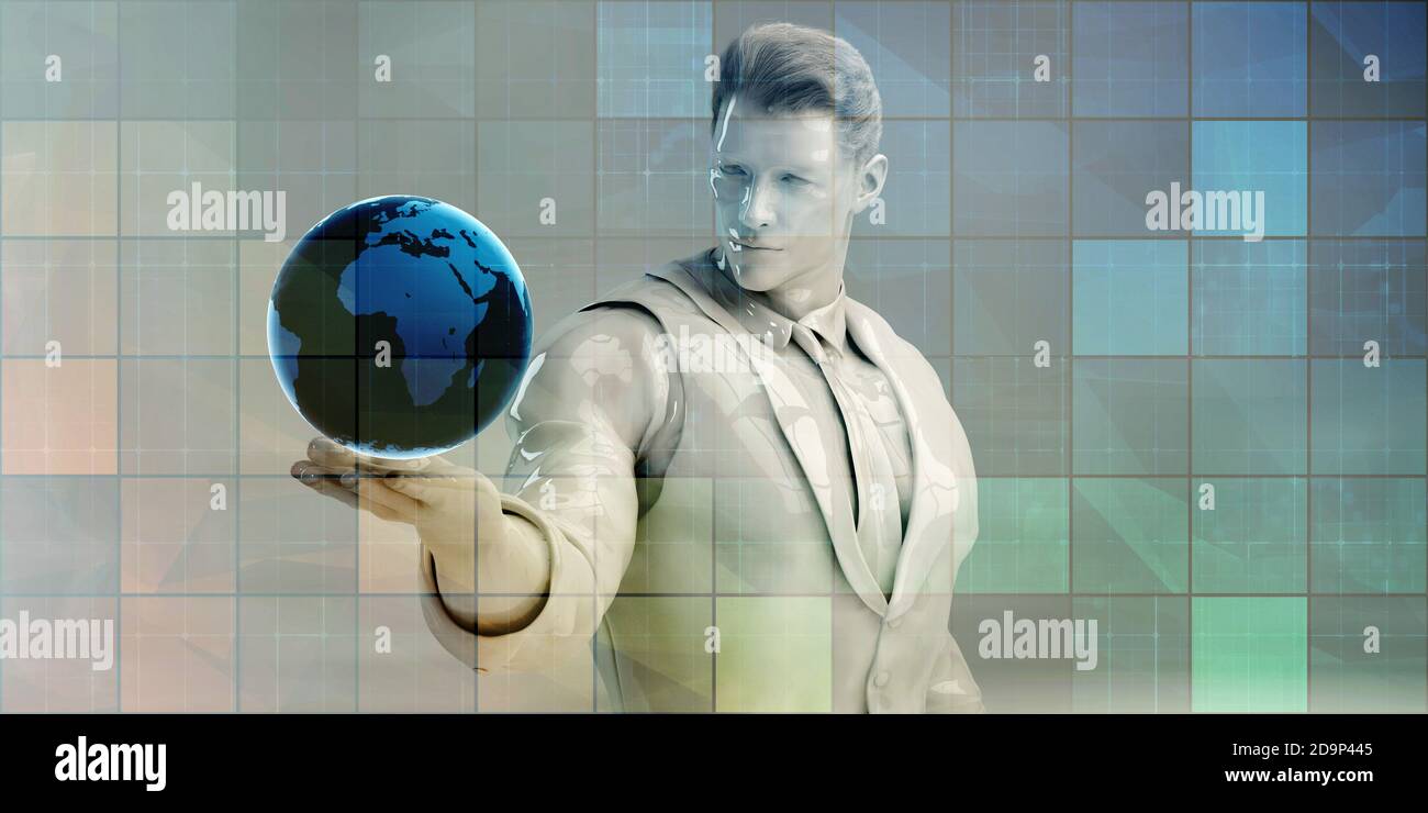 Il mondo della comunicazione digitale con la tecnologia avanzata di connettività Internet Foto Stock