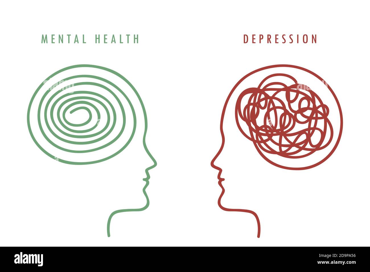 Concetto di salute mentale uomo cervello silhouette vettore illustrazione EPS10 Illustrazione Vettoriale