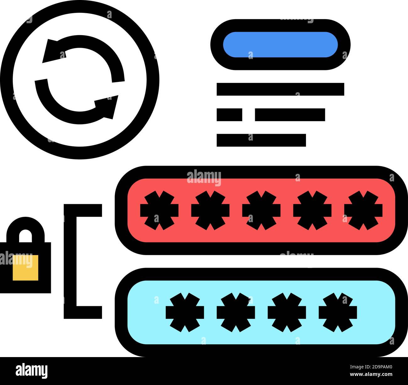 errore simbolo vettoriale icona a colori password Illustrazione Vettoriale