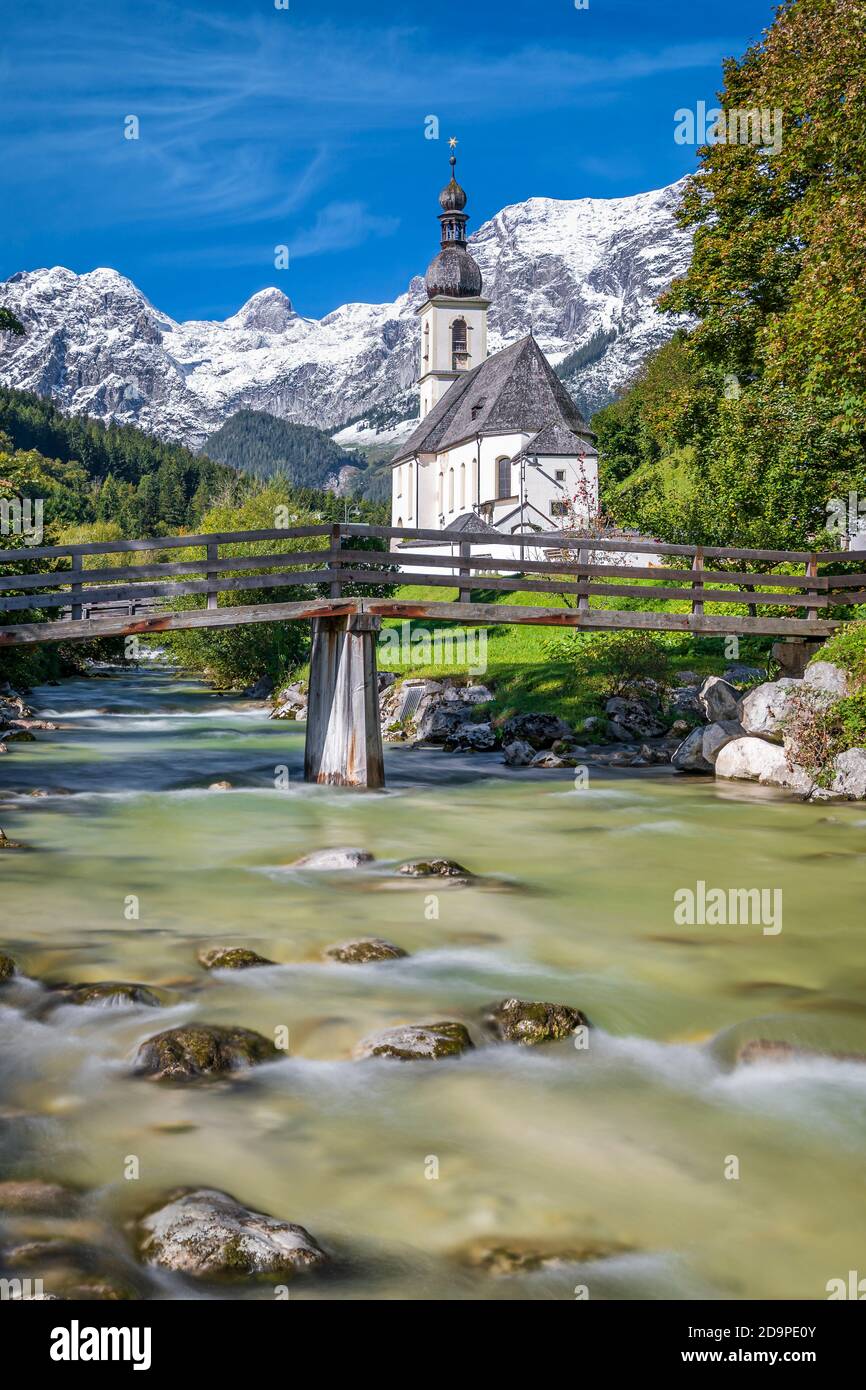 Chiesa di Ramsau vicino Berchtesgaden, Baviera, Germania Foto Stock