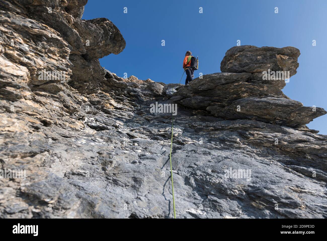 Europa, Svizzera, Canton Berna, Oberland Bernese, Mönch, alpinista in salita Foto Stock