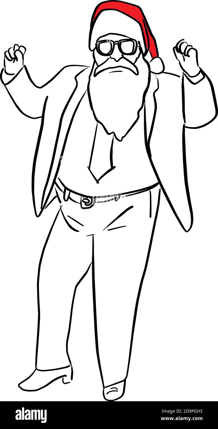 clausola santa in business suit illustrazione vettoriale schizzo doodle mano tracciato con linee nere isolate su sfondo bianco Illustrazione Vettoriale