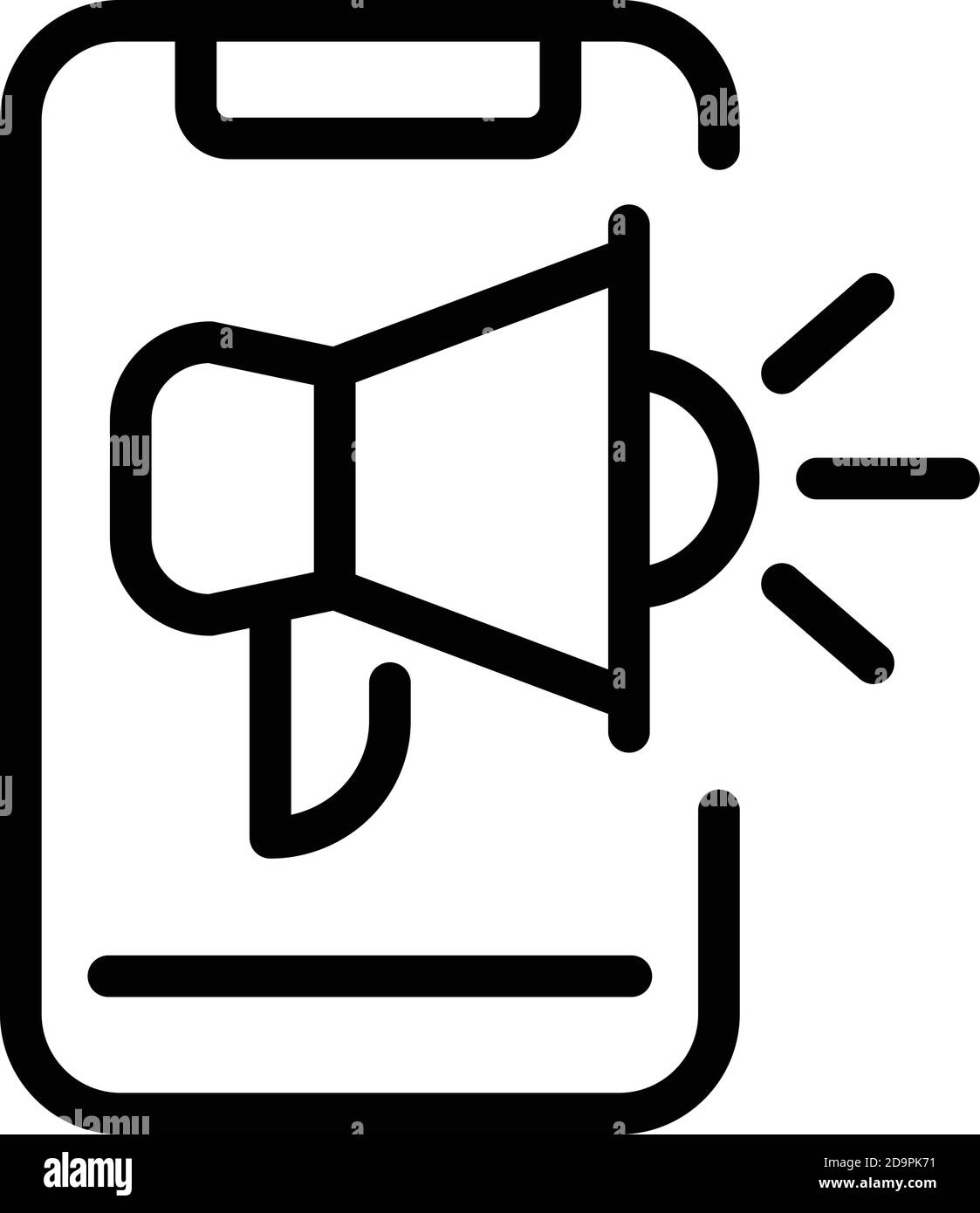 Icona di annuncio del telefono. Profilo telefono fare pubblicità a vettore icona per il web design isolato su sfondo bianco Illustrazione Vettoriale