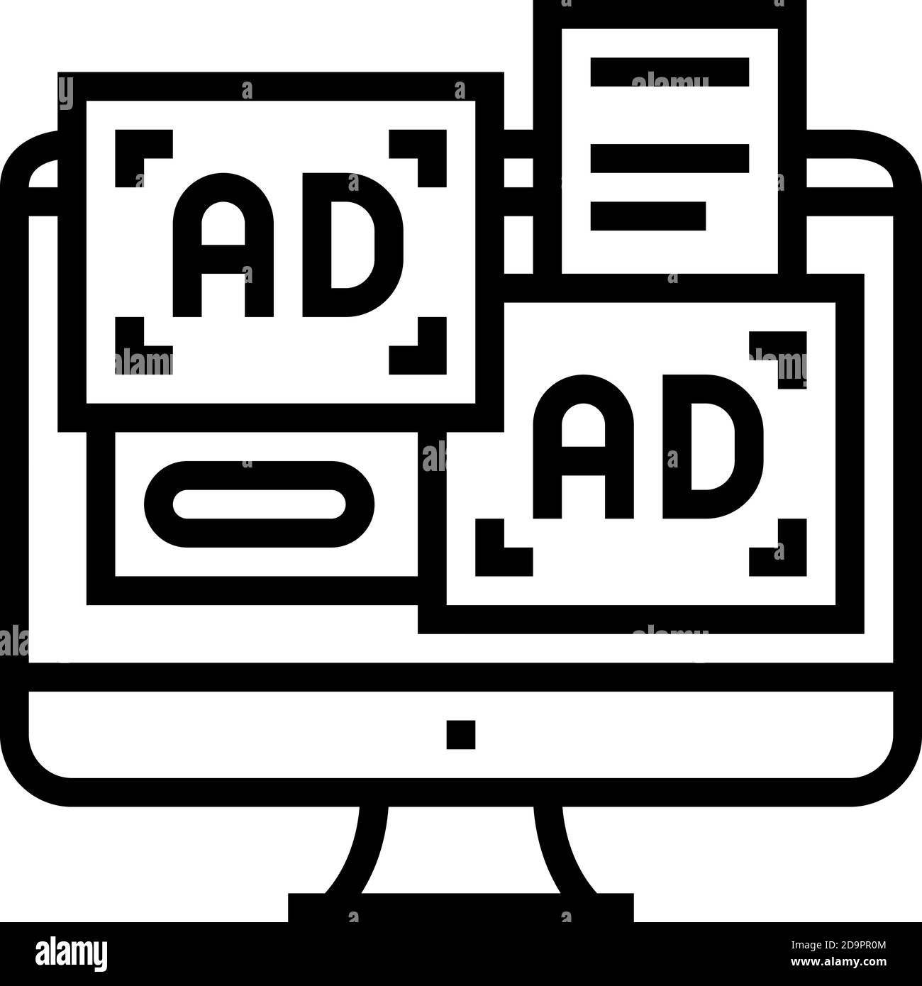 banner pubblicitari sullo schermo del computer icona a forma di vettore  Immagine e Vettoriale - Alamy