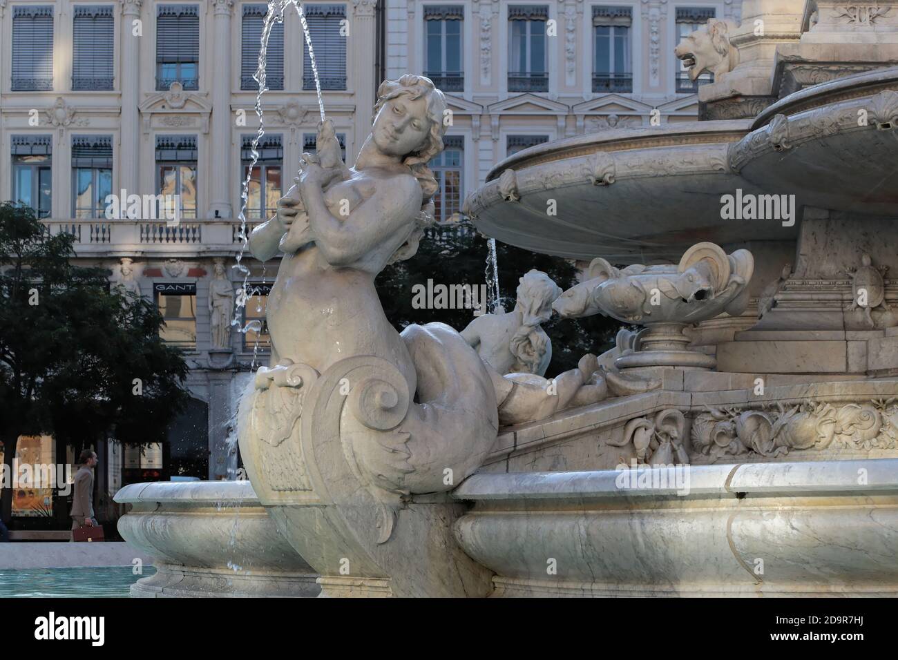 LIONE, FRANCIA, 6 settembre 2019 :la Fontana dei giacobini è stata realizzata in marmo bianco nel 1885 da Gaspard André al quale dobbiamo anche il teatro della Foto Stock