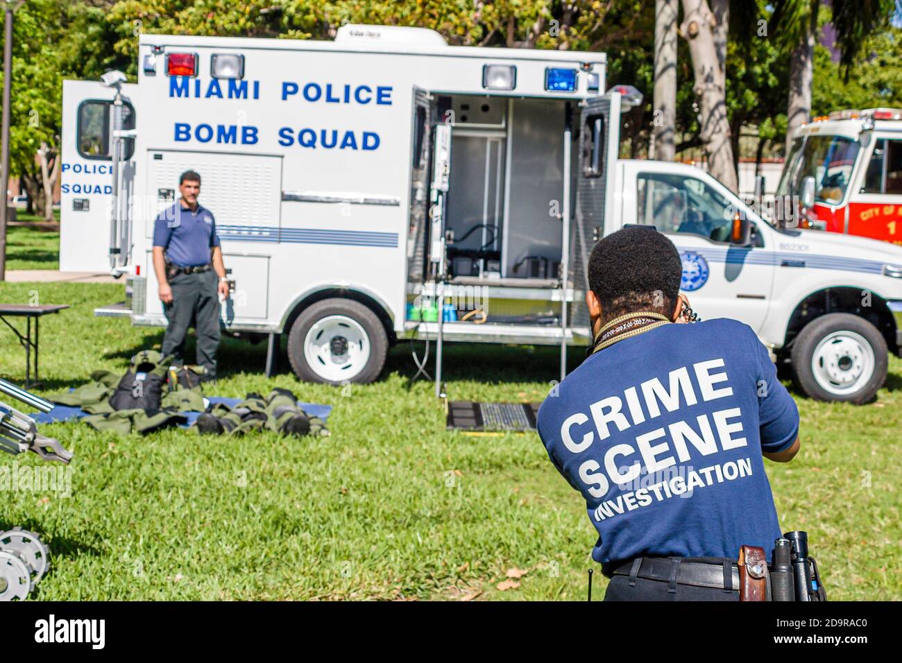 Miami Florida,esposizione Bayfront Park,attrezzatura veicoli antiterrorismo,evento del Dipartimento della sicurezza interna che dimostra d Foto Stock