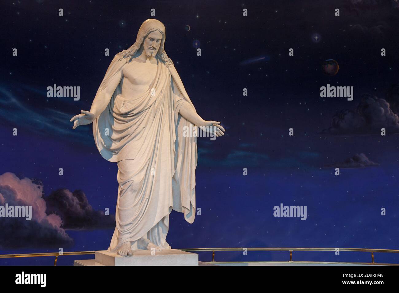 Statua di Christus a Temple Square, Salt Lake City, Utah Foto Stock
