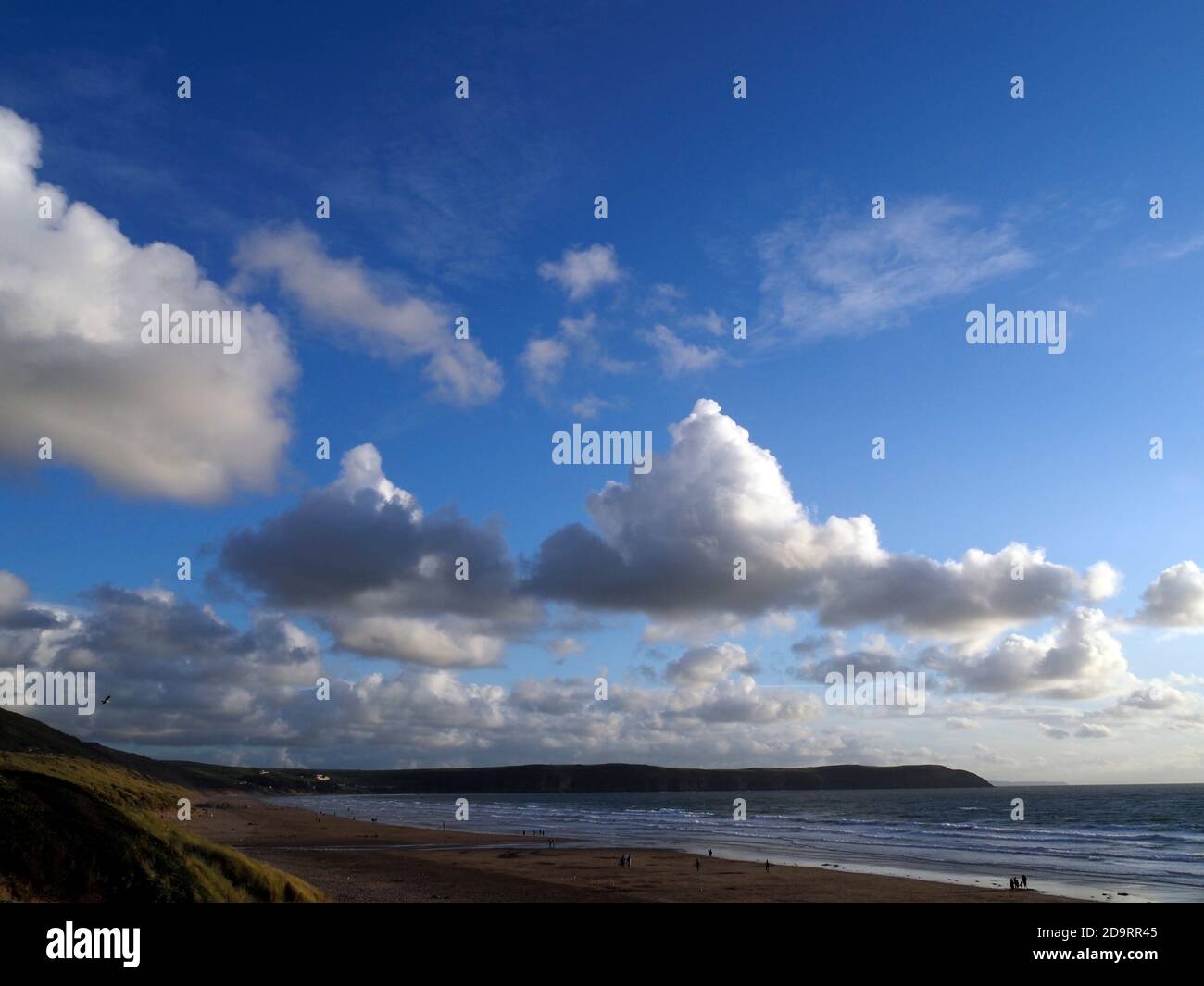 Tramonto, Woolacombe spiaggia, Devon, Inghilterra Foto Stock