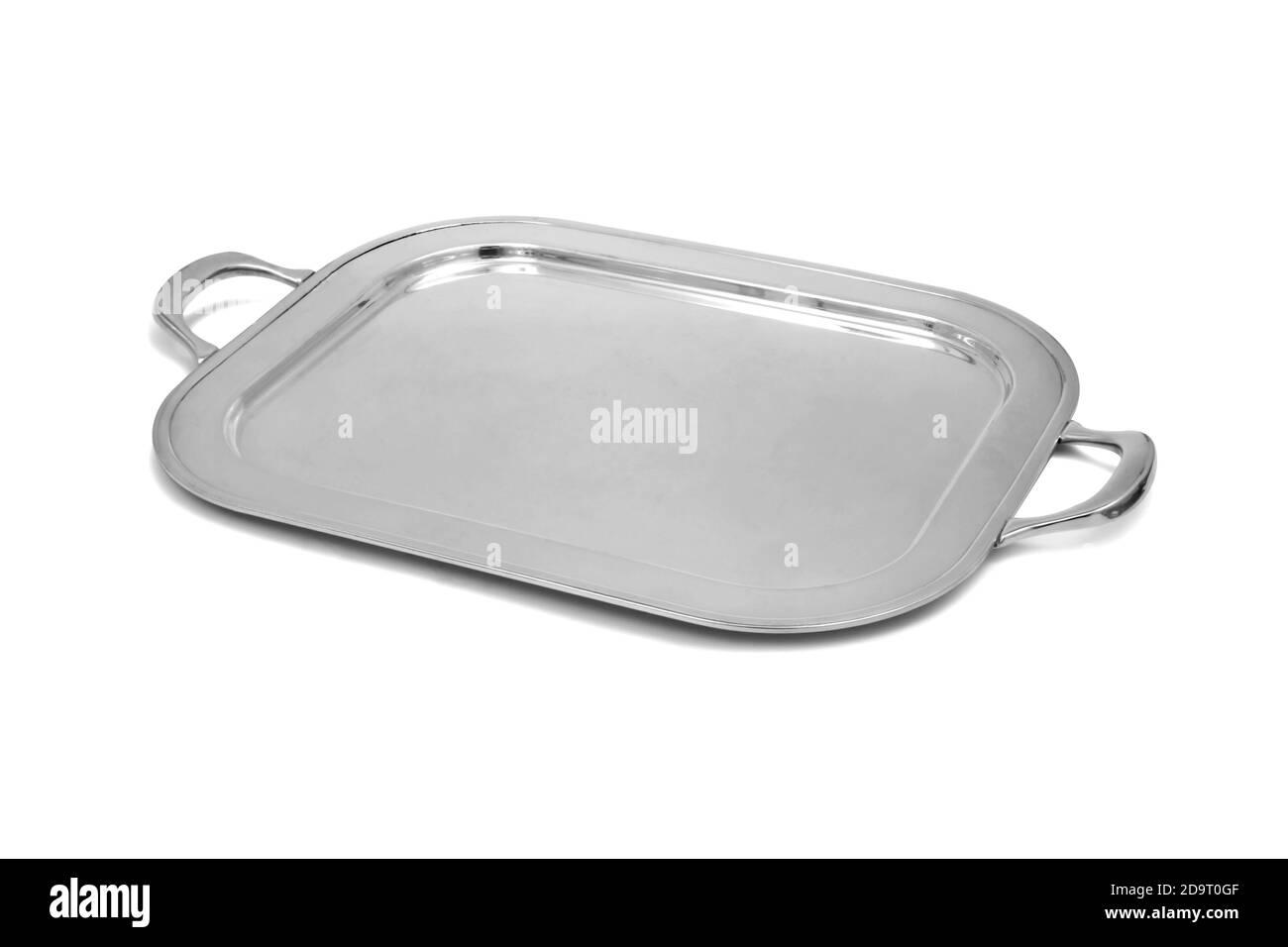 pezzi in argento e stagno su sfondo bianco Foto Stock