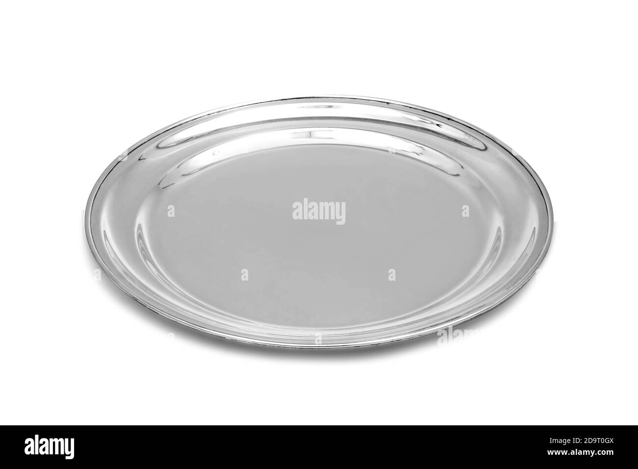 pezzi in argento e stagno su sfondo bianco Foto Stock
