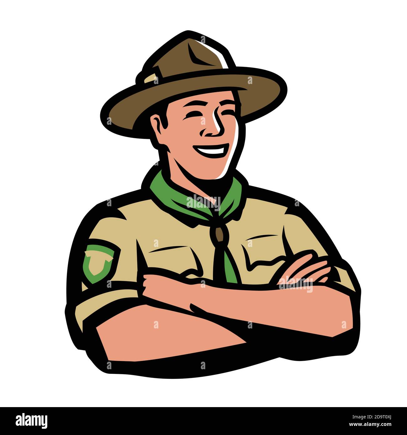 Ranger in uniforme. Scout, simbolo campeggio illustrazione vettoriale Illustrazione Vettoriale