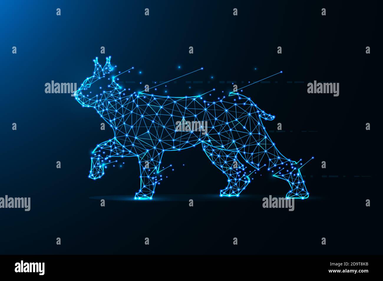Lynx in stile poligonale. Gatto selvatico fatto da linee e punti. Arte astratta Illustrazione Vettoriale