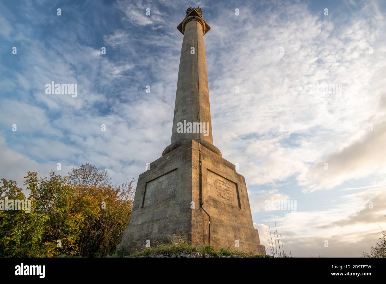 Vista del monumento Admiral Hood vicino a Compton Dundon somerset Foto Stock