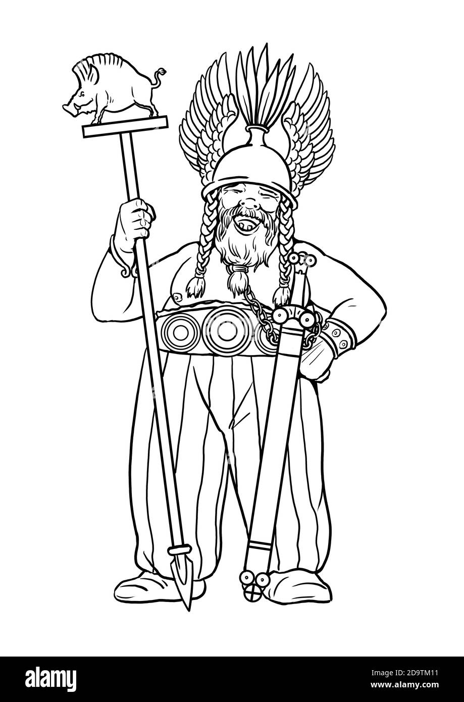Guerriero celtico per colorare. Modello da colorare per bambini. Foto Stock Guerriero celtico per colorare. Modello da colorare per bambini. Foto Stock