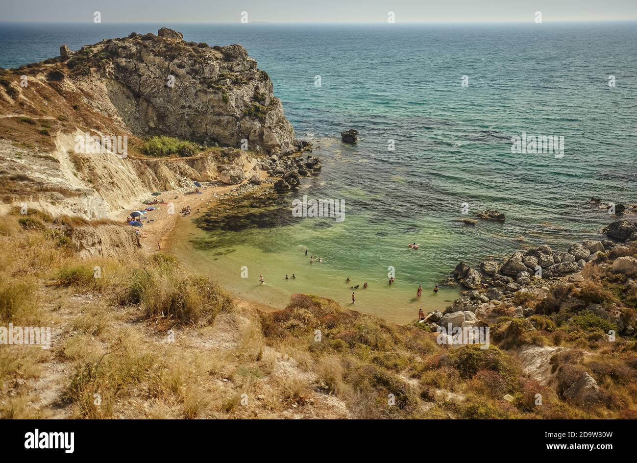 Vista della spiaggia di Cala Paradiso in Sicilia da sopra il n. 2 Foto Stock