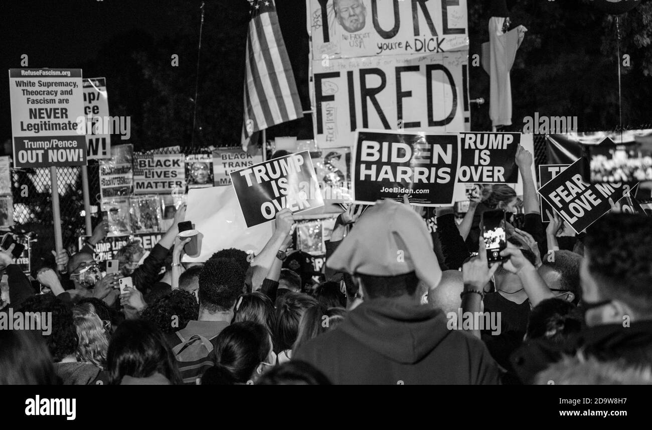 07 novembre 2020, Washington, DC -- le celebrazioni hanno continuato a Washington, DC dopo l'annuncio che JoeBiden è il nuovo presidente eletto. Foto Stock