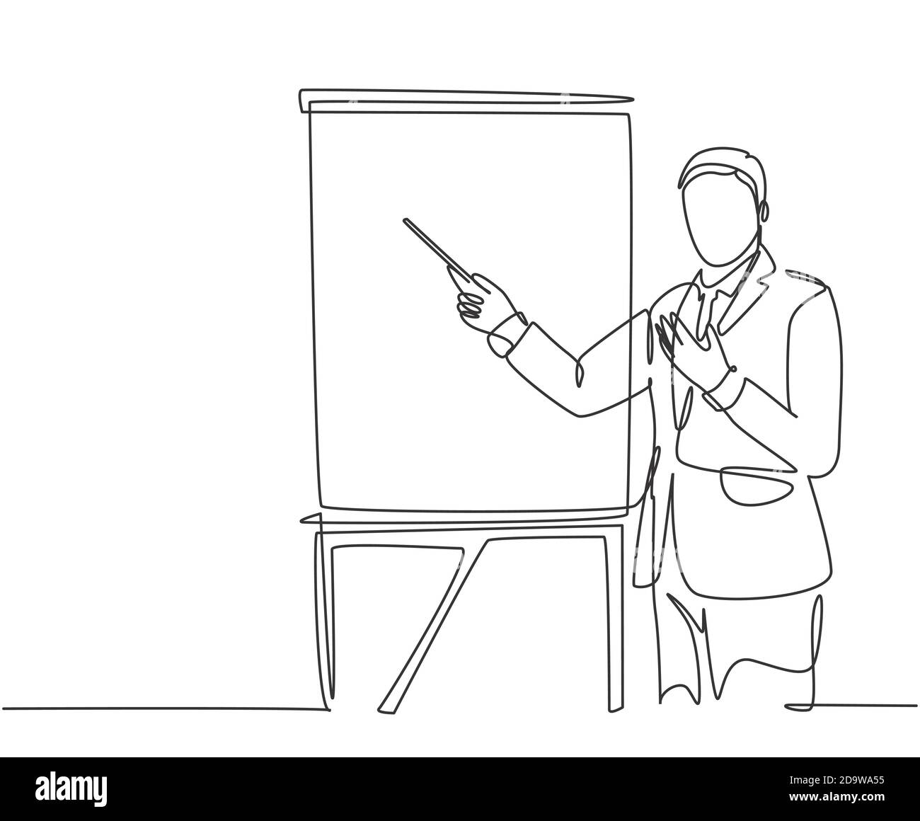 Un'unica traccia di giovani manager che tengono un tablet durante la presentazione aziendale in ufficio. Concetto di presentazione di formazione efficace Illustrazione Vettoriale