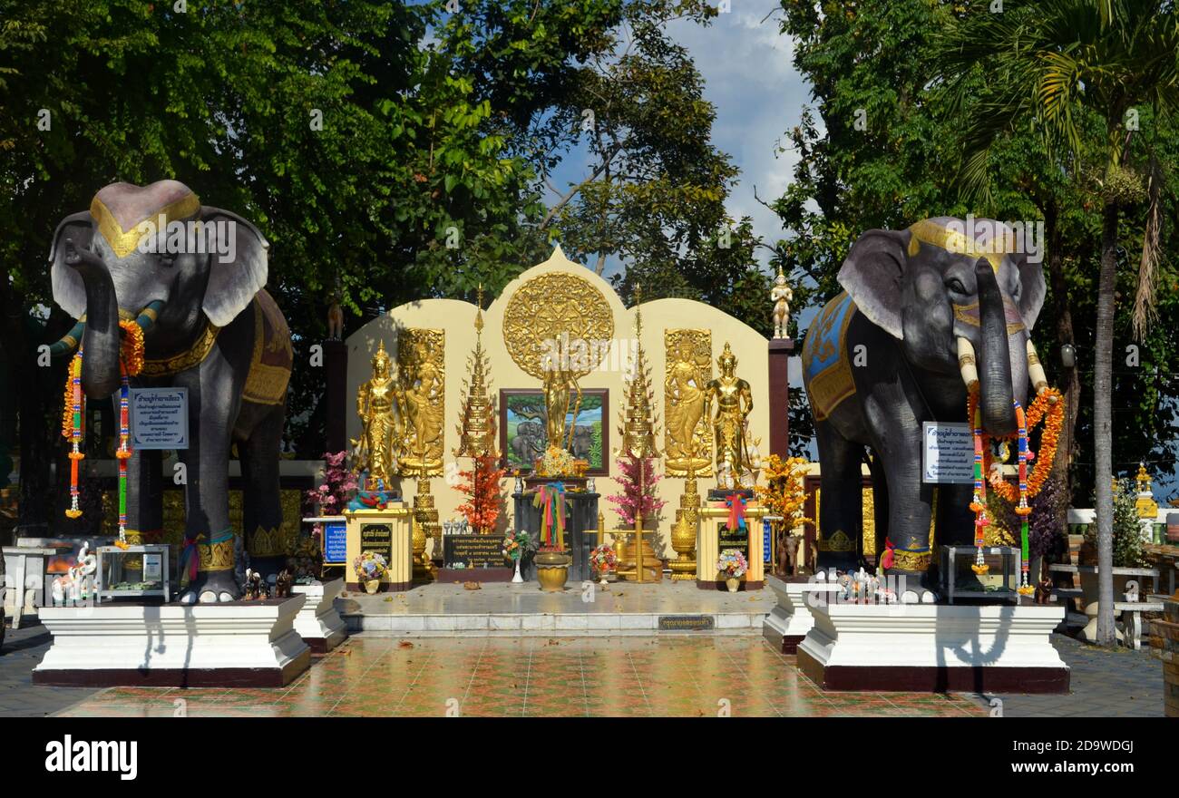 Chiang mai, Thailandia - Wat Phrathat Doi Kham Santuario dell'Elefante Foto Stock