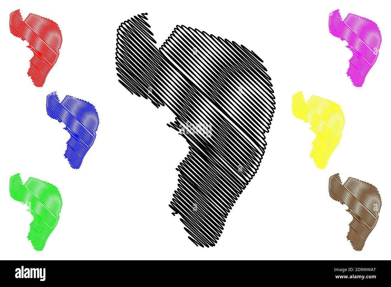 Città di Bujumbura (Repubblica del Burundi, provincia di Bujumbura Mairie) mappa illustrazione vettoriale, abbozzamento della città di Usubbura mappa Illustrazione Vettoriale