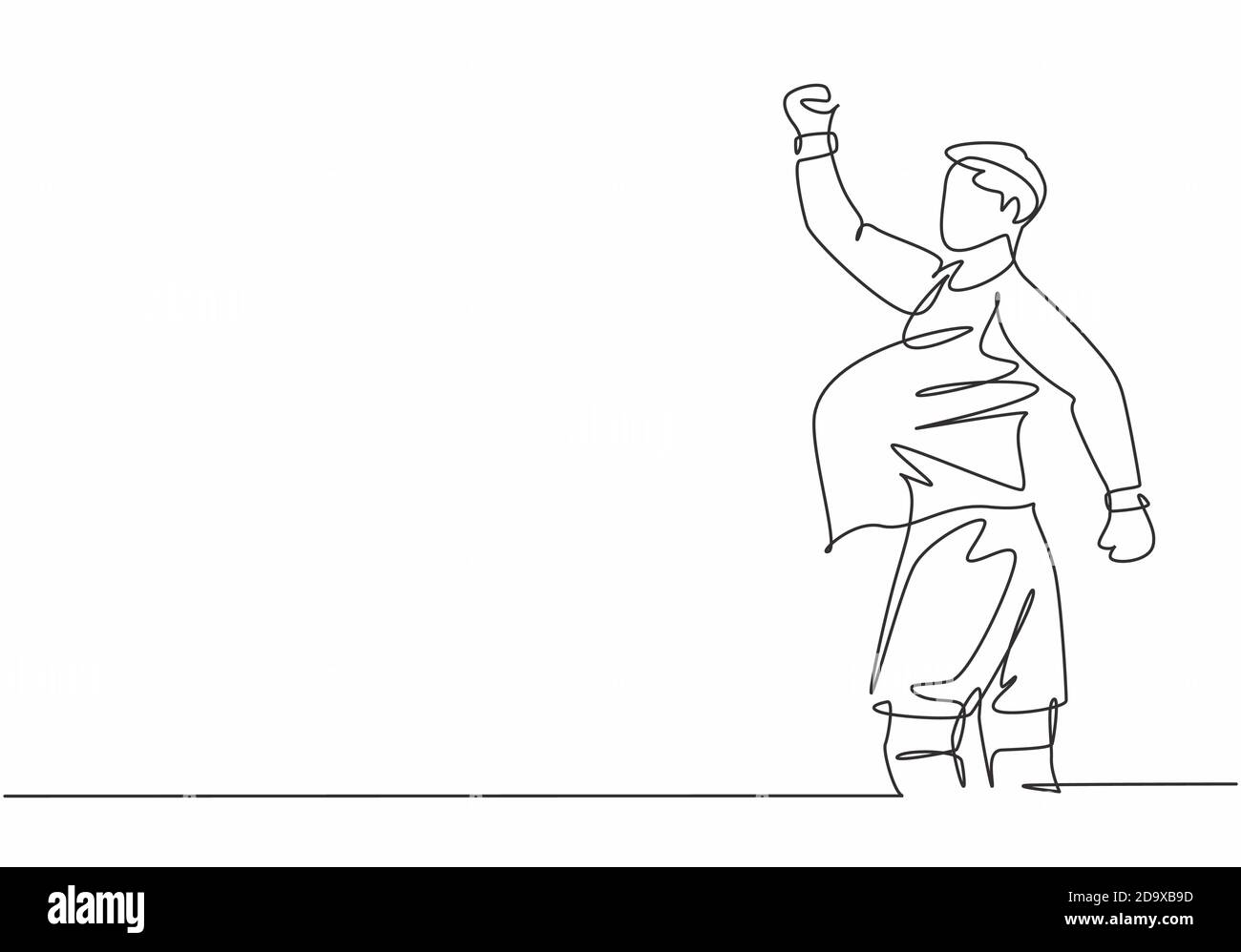 Un singolo disegno continuo di linea del giocatore giovane di calcio sportivo fa un gesto incinta usando la palla dopo aver segnato l'obiettivo. Partita di calcio gol celebrazione Illustrazione Vettoriale