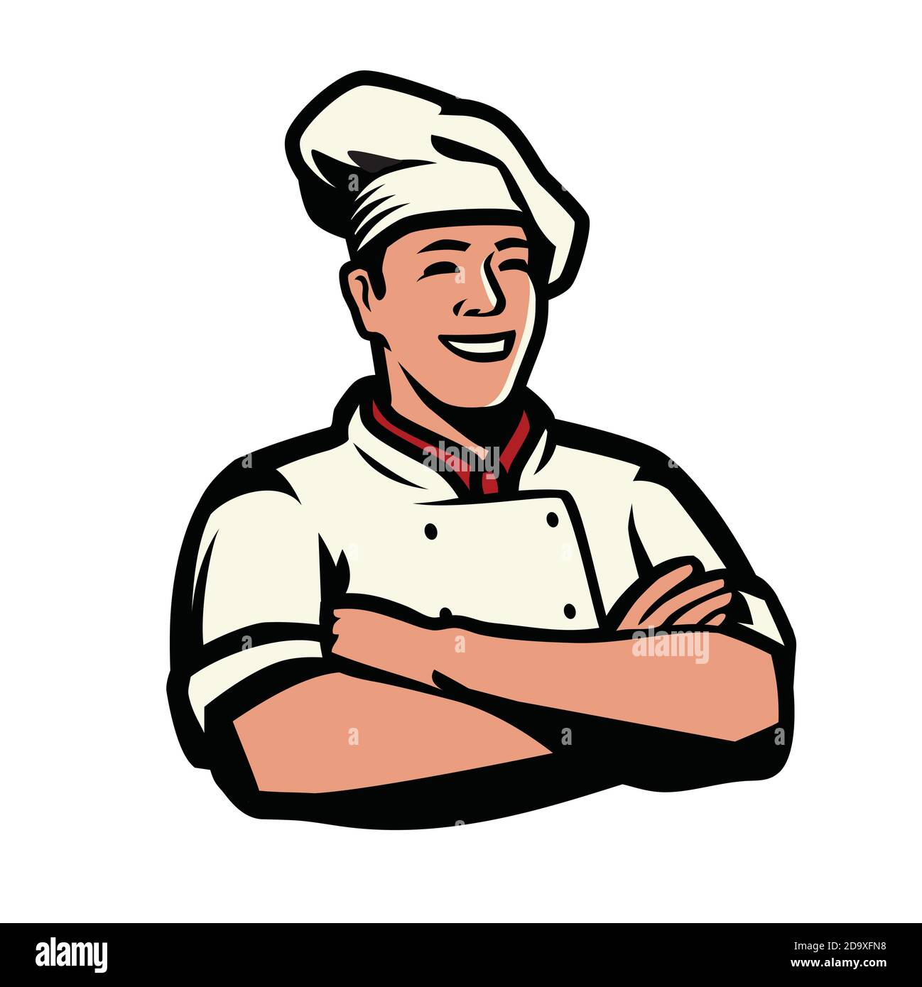 Chef in cappello simbolo. Cucina, concetto di ristorante illustrazione vettoriale Illustrazione Vettoriale