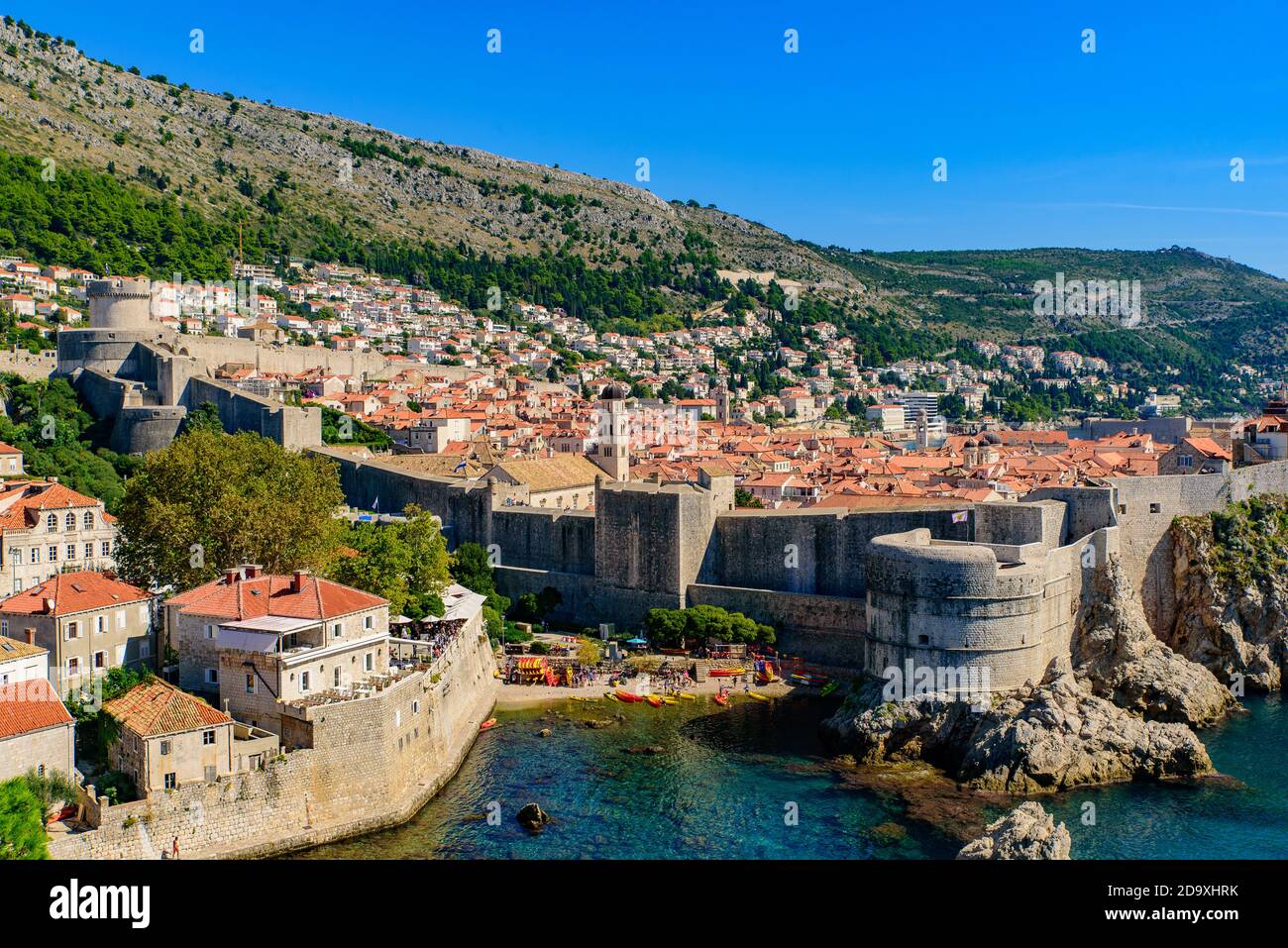 Porto Ovest di Dubrovnik vicino a Fort Lovrijenac in Croazia Foto Stock