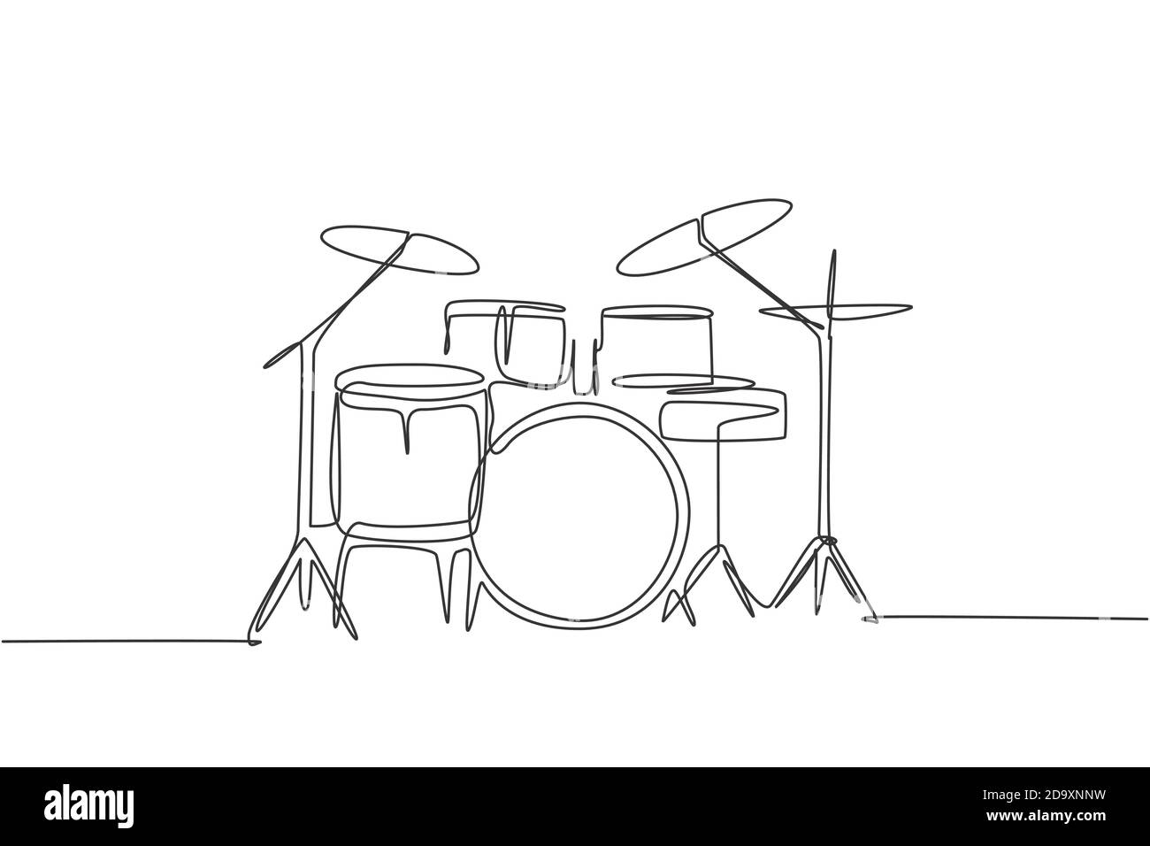 Un disegno a linea singola del set di fascette per tamburi. Concetto di strumenti musicali a percussione. Illustrazione vettoriale grafica trendy con disegno a linea continua Illustrazione Vettoriale