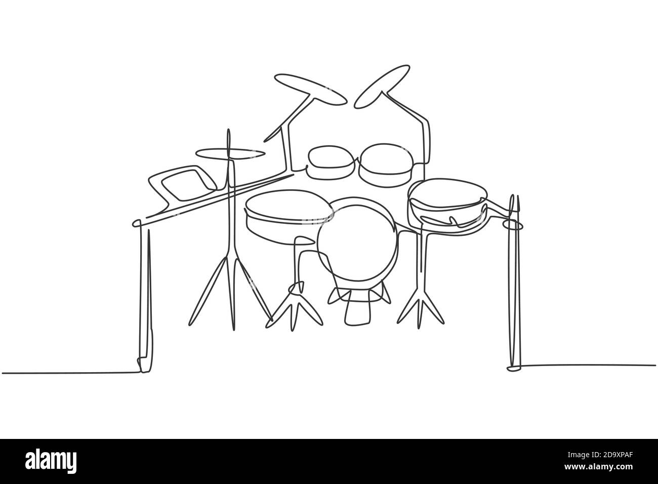 Disegno continuo a linea singola del set di fascette elettroniche a tamburo. Strumenti musicali digitali a percussione elettrici moderni Concept una linea disegno grafico Illustrazione Vettoriale